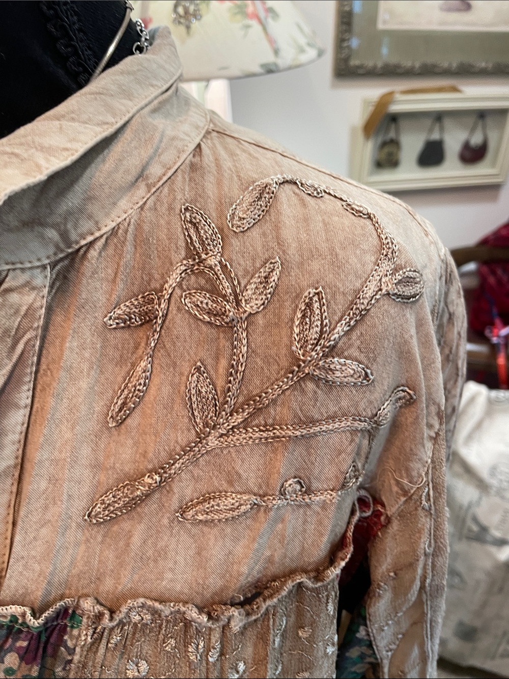 Boho Patchwork Duster Jacket in Beige and Floral Mix Young Threads - Picture 7 of 16